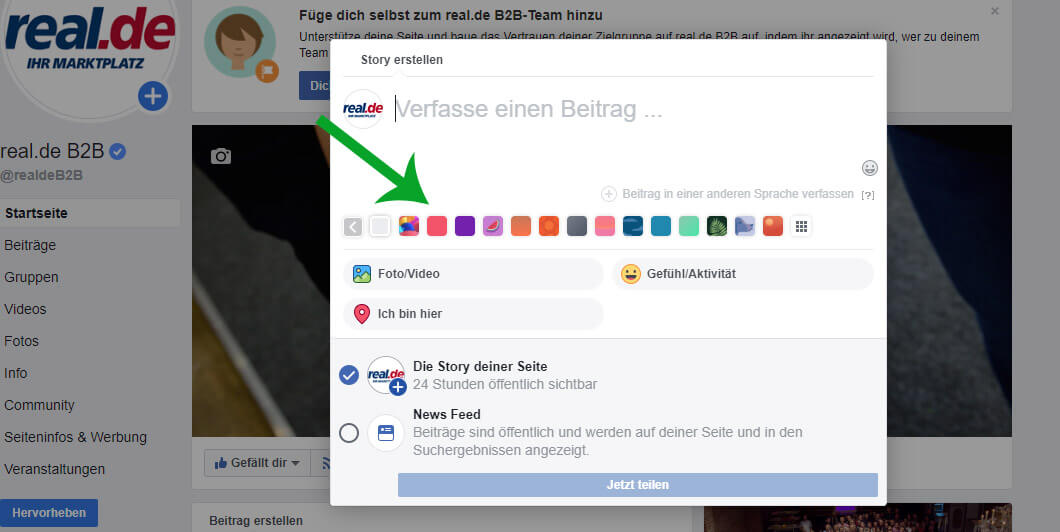 Facebook Story Text erstellen Facebook Story Text hinzufügen