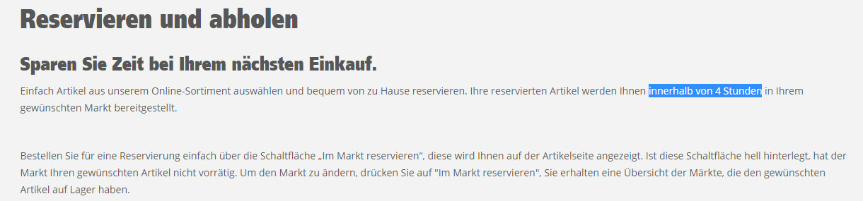 Reservieren und abholen Reservieren und abholen